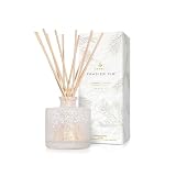 Thymes Frasier Fir Flock プチリードディフューザー – ホームフレグランスディフューザーセット リードディフューザースティック、フレグランスオイル、すりガラスボトルオイルディフューザー – ホワイトアロマテラピーディフューザー (4.8オンス)