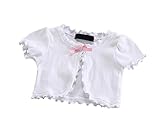 Honey baby 　子供服 女の子 ボレロ カーディガン 半袖 ボレロ ホワイト 春 夏 披露宴 パーティ 誕生会 フラワーガール 入園式 お呼ばれ 結婚式 七五三 (120cm, ホワイト)