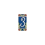 3 " x 6 "セラミックタイルアドレス家番号タラベラコバルトブルー# 3 3つ