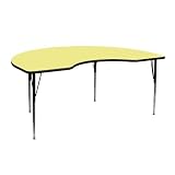 Flash Furniture XU-A4872-KIDNY-YEL-T-P-GG Kidney Shaped Activity Table with Yellow Thermal Fused Lam