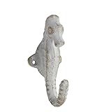アンティーク調ホワイト仕上げCast Iron Seahorse壁フック4 1 / 2 Inches Tall