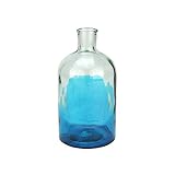 8.75" Fancy Fair Hand-Made Transparent Aqua Blue and Clear Two-Tone Recycled Spanish Glass Vase