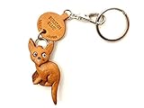 本革製 猫キーホルダー ねこ ロシアンブルー VANCA CRAFT (日本製 職人の手作り)