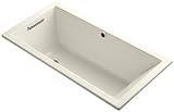 KOHLER 1121-W1-47 Underscore 60-Inch x 30-Inch Drop-In Bath with Bask Heated Surface and End Drain, 