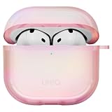 UNIQ AirPods 4 ケース ホログラフィック 衝撃 吸収 保護 カラビナ付き Iridescia (ピンク プリズム, AirPods 4)