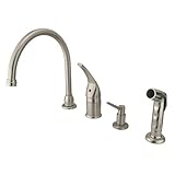 Kingston Brass KB828K8 Chatham Single Lever Handle Kitchen Faucet with Sprayer and Soap Dispenser, S