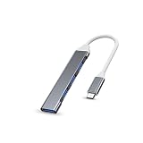 Type Cハブ USB-C 4ポート 超小型USB ハブUSB 3.0 ウルトラスリム 4in1 薄型 軽量 コンパクト 5Gbps高速データ転送 USB3.0/2.0ポート スマホ USB 変換MacBook/iMac/Surface Pro 等 ノートPC 他対応 Type C アダプタ拡張軽量 在宅勤務 (Type-C グレー)