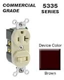 Leviton 5335 20 Amp, 120 Volt, Duplex Style Combination Single Pole Switch/Receptacle, Grounding, Br