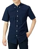 [Amazon Essentials] オックスフォードシャツ ポケット付き スリムフィット 半袖 メンズ ネイビー M