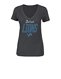 NFLデトロイト・ライオンズWomen 's Winning Ranks半袖VネックTシャツ、スモール、チャコールヘザー
