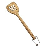 High Quality Olive Wood Slotted Angeled Turner, 14.5