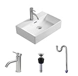 【高級Ｓトラップセット付き】 洗面ボウル 置き型 洗面台 510*360*130mm おしゃれ 洗面ボール 陶器 手洗い器 手洗いボウル 蛇口セット (長方形)