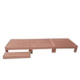 人工木ウッドデッキ 縁台+ステップ 4点セット 0.75坪 連結用ネジ付 樹脂 デッキ 縁台【2色選択可】 (ブラウン)