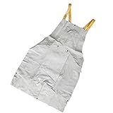 F Fityle 作業エプロン　溶接エプロン ポケット付き　耐火性　2層保護 レザー　ホワイト