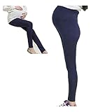 (pkpohs) マタニティ カラフル ストレッチ レギンス 春夏 薄手 スリム 美脚 ゴム 調節可能 (ネイビー)