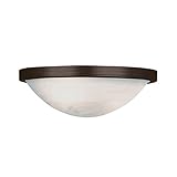 Transglobe Lighting PL-6213 ROB Flush Mount with Marbelized Glass Shade, Rubbed Oil Bronze Finished 