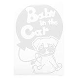 ホワイト（白） 犬 パグ お座り 風船 Baby in the car ベビー イン ザ カー ベビーインカー ステッカー 窓ガラス用シールタイプ 車 戌...