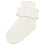 Jefferies Socks Baby GirlsアイボリーMisty Ruffle Trim Turn Cuff Socks 0 – 5.5