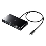 サンワサプライ USB Type-Cハブ 3.2 Gen1 5Gbps VGA 1080p Aコネクタ×2/Type-Cコネクタ×1 PD100W パススルー ケーブル一体型 50cm USB-3TCV1BK