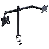 エメゾ モニターアーム テスクマウント ディスプレイタイプ 壁付け 二画面用 上下左右回転可能 ブラック