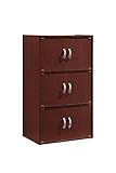 Hodedah 6 Door Three Shleves Enclosed Storage Cabinet Mahogany [並行輸入品]