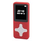 MP3 プレーヤー、Bluetooth 5.0 1.77 インチ LCD 音楽プレーヤー、FM ラジオレコーダー付きポータブル HiFi 音楽プレーヤー、目覚まし時計、電子ブック、子供学生向けポータブル MP3 プレーヤー (赤)