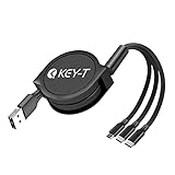 3in1 for Android【Type-Cコネクタ×2個+microUSB×1個】USB 充電ケーブル 巻取り リール式 1.15m 3台 同時充電 2.4A 急速充電対応 (ブラック)