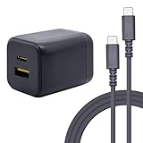 ラスタバナナ USB充電器 AC USB Type-A + Type-C PD20W Type-C to C シリコンケーブル 1.5m チャコールグレー RACCA20W04CGRY