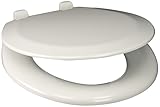 PlumbTech 113-00 Deluxe Molded Wood Round Toilet Seat with Adjustable Hinge, White by PlumbTech