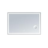 innoci-usa Electricミラー背面が4つサイドライトとスチールフレーム円with LED Lit Cosmetic Mirror andクロックBuilt Inと35 , 000時間LE