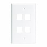 Leviton 41080-4WL QuickPort Wallplate For Large Connectors, Single Gang, 4-Port, White by Leviton