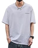 [ODFMCE] tシャツ 半袖 メンズ 夏 綿 薄手 シンプル ゆったり 無地 おしゃれ 大きいサイズ (JP, アルファベット, M, ホワイト)
