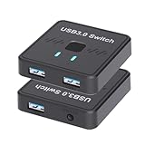 USB 切替器 Lecnvuo USB3.0 双方向 USB-A 切り替え器 2入力1出力/1入力2出力 手元スイッチ PC2台用 1台のプリンターを2台のパソコンで使用 切り替え器 セレクター パソコン 2台 キーボード 1台 スイッチャー, デスクトップコントローラー付き