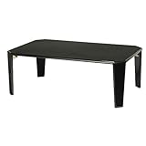 リッチテーブル(90) (ブラック/黒) 幅90cm 机/リビングテーブル/ローテーブル/折りたたみ/ワイド/北欧風/鏡面加工/シンプル/完成品/NK-955