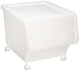 山善(YAMAZEN) オープンボックス フタ付き収納ボックス 4個組 深型 キャスター付き クリア