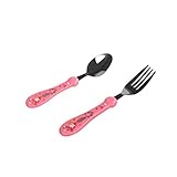 ounona Children 's Flatwareセット – キッズスプーンとフォーク幼児用ステンレススチールテーブルウェアwith Cartoonハンドル(ピンク)