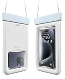 【elago】 スマホ 対応 ストラップ 付 スマホポーチ IP68 防水 カード 収納 お風呂 海 プール 落下防止 ネックストラップ ポーチ 首掛け 防水ケース [ 各種 iPhone Android 対応 ] WATERPROOF PHONE POUCH ライトブルー