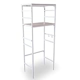 【エセスシリーズ】 ランドリーラック サイズに合わせて伸縮 稼動棚 5段階 スチール 最大幅97cm ナチュラル/ホワイト