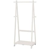 ZAFIELD ハンガーラック 木製 コートキャスター付き ハンガー (ホワイトウォッシュ)