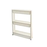 IWELY キッチンワゴン スリム 隙間収納 3段 キャスター付 幅13ｘ奥行54.5ｘ高さ70.5cm すき間ワゴン キッチン トイレ 台所 洗面所用 ホワイト