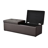 (DORIS) 収納スツール ベンチソファ 【ツインベンチ ブラウン】 オットマン レザー（合皮） 横幅：119cm 奥行き：41cm (KIC)