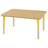 ECR4Kids 30" x 48" Rectangular Activity Table, Chunky Legs (Maple Top/Yellow Legs) [並行輸入品]