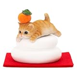 [デバリエ] 鏡餅 正月 迎春 猫 犬 置物 癒し 開運 金運アップ 福を招く 玄関 飾り物 新年 プレゼント 雑貨 オブジェ (トラ猫 茶)cb004y