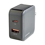 KYOHAYA USB充電器 Type-C 急速充電 PD QC 対応 20W 縦型 USB-A USB-C 2ポート Power Delivery, Quick Charge, iPhone 13, AQUOS sense6, Xperia 5 III, Galaxy S21 5G,各種対応 CHARGE GEAR QUICK POWER 20+ JKPD20E2 (ブラック)