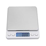山の奥 デジタルスケール 電子天秤 キッチンスケール 0.1gから3000gまで精密な計量器 計量可能風袋引き機能 オートオフ機能 個数計算機能付き 多用途超小型 シルバー