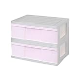 ワイド チェスト 収納ケース 1段 2個組 ホワイト／チェリーピンク 日本製 MJ-W1-2WNPI