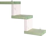 ウォールシェルフ手作り 天然木 壁掛け棚 棚 壁掛棚 壁掛け階段棚 幅31cmX奥行9cm (ミストグリーン色)