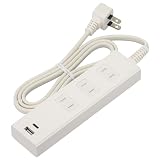 オーム電機 電源タップ 3個口 雷ガード 急速充電 PD対応Type-C/Type-Aポート付き 1m ホワイト HS-TKU31PD23-W 00-1005 OHM