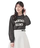 [ハニーズ] トップス カットソー 長袖 コットン 綿 Tシャツ ロンＴ 長袖Tシャツ ロゴ レディース カレッジロゴゆるＴシャツ 654011907052 スミクロ Ｌ