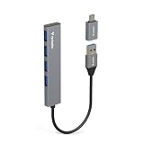 Verbatim バーベイタム 4-in-1 USBハブ USB 3.2 Gen 1 (USB3.0) Type-Cアダプタ付 4ポート USB-A & USB-C両対応 プレミアムアルミ筐体 ＆スリム軽量デザイン HUBA4GRV1